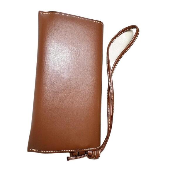 Celine Eyeglass Case Brown Leather Pouch Wrist Strap Designer Luxury - Picture 2 of 4